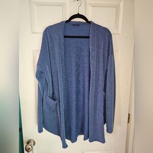 Women's Blue Open-Front Sweater Size Large Heimish